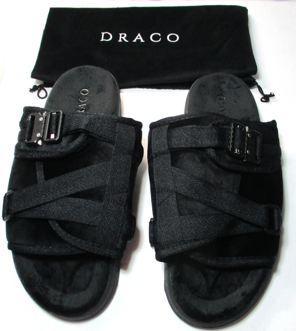 New DRACO Remastered Phantom Black Slides w/ Travel Bag Men's 11-12 EU 44-45